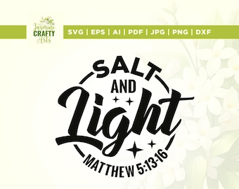 Sale e Luce Matteo 5:13-16 SVG – Design religioso cristiano (Download digitale)