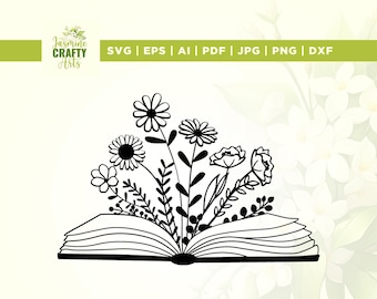 Floral Book SVG, Flowers Growing from Book (Digital Download)