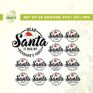 Caro Babbo Natale venti Bundle svg, Cricut, sublimazione, Maglietta di Natale in famiglia Svg, Bundle svg, Divertente Natale svg, Caro Babbo Natale Png, Silhouette