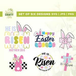 Paquete de SVG cristianos de Pascua, SVG de Pascua, SVG cristiano, Cricut, Sublimación, SVG de conejito, SVG religioso, SVG de cruz, Versículo bíblico de Pascua