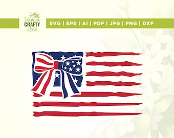 Coquette Amerikansk Flagga SVG, 4 juli Rosett Clipart (Digital Nedladdning)
