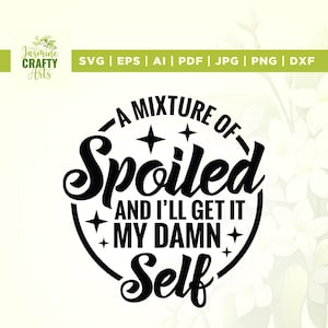 Un mix di viziato e me la caverò da solo Svg, Sarcasmo Svg, Cricut, Sublimazione, Sarcastico Svg, Citazione divertente Svg, Stirare, Silhouette