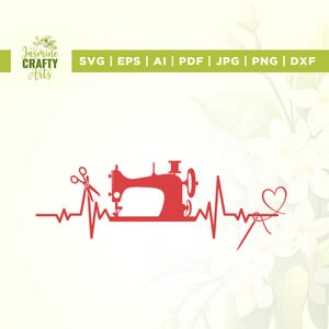Nähen Herzschlag svg, Nähmaschine Näherin svg, Cricut, Png, svg designs, Silhouette, sofortiger Download, Nähen Herzschlag png, Aufbügeln