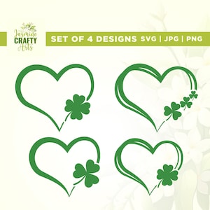 St Patricks Day Heart Svg, geluksklaver svg, cricut, sublimatie, st Patrick svg, klaver svg, Clover Heart Svg, klaver svg, StPatricks Day