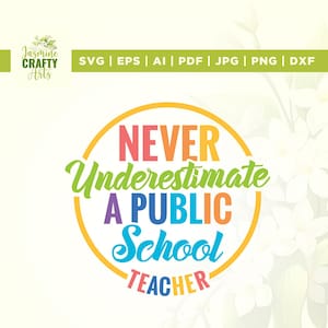 Onderschat nooit een openbare school leraar SVG, grappig citaat SVG, Cricut, sublimatie, opvoeder cadeau, school leraar SVG, leraar liefde SVG