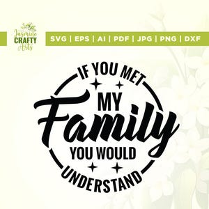 If You Met My Family You Would Understand Svg, Funny Family Svg, Cricut, Sublimation, Sarcastic Svg, Sarcasm Svg, Quote Svg, Silhouette