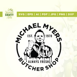 Michael Myers Butcher Shop SVG, Cricut, Sublimationsdruck, Halloween-Grafiken, T-Shirt-Grafiken, Michael Myers svg, Butcher Shop svg, Aufbügeln