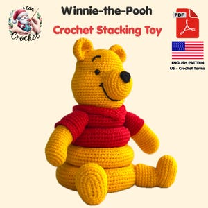 Winnie the Pooh Crochet Pattern, Montessori Crochet Stacking Toy, Amigurumi Pooh Bear Stackable Rings, Instant Download PDF image 4
