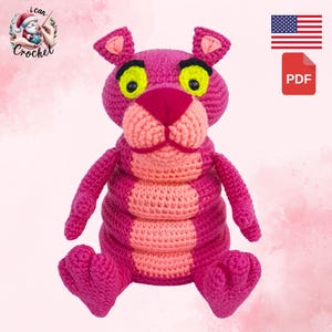 Modello all'uncinetto per giocattolo impilabile Pantera Rosa, giocattolo Montessori imbottito all'uncinetto con cartoni animati, modello all'uncinetto per giocattolo Pantera Rosa Amigurumi per principianti