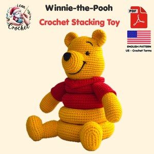 Winnie the Pooh Crochet Pattern, Montessori Crochet Stacking Toy, Amigurumi Pooh Bear Stackable Rings, Instant Download PDF image 5