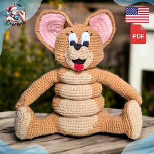 Jerry Stacking Toy Crochet pattern, Cartoon Crochet Stuffed Montessori stacking toy, Amigurumi Jerry crochet pattern