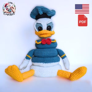 Patrón de crochet para apilar el pato Donald, juguete Montessori de peluche de dibujos animados, patrón fácil de juguete de crochet de dibujos animados Amigurumi para principiantes