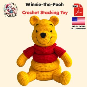 Winnie the Pooh Crochet Pattern, Montessori Crochet Stacking Toy, Amigurumi Pooh Bear Stackable Rings, Instant Download PDF