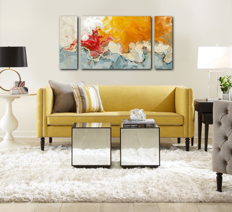 Large Abstract Wall Art Triptych Canvas Print 30x60 to 40x78 Etsy India