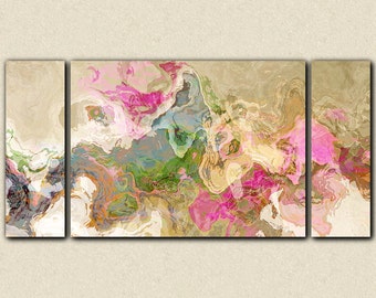 Abstract art, large 30x60 to 40x78 triptych gallery wrap giclee canvas print, in pastel colors from abstract painting "Dream a Little Dream"