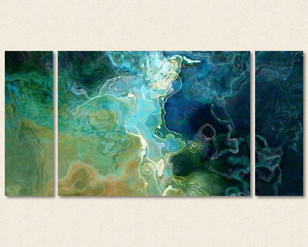Large Triptych Abstract Art Canvas Print 30x60 to 40x78 in - Etsy