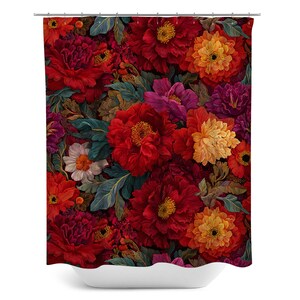Shower Curtain with Contemporary Rococo Floral Design, Contemporary Bathroom Decor - 105