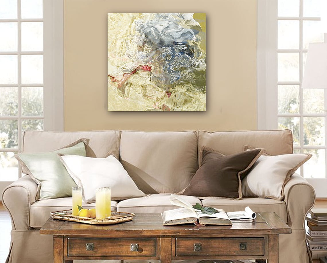 Abstract contemporary art stretched canvas print 30x30 to Etsy