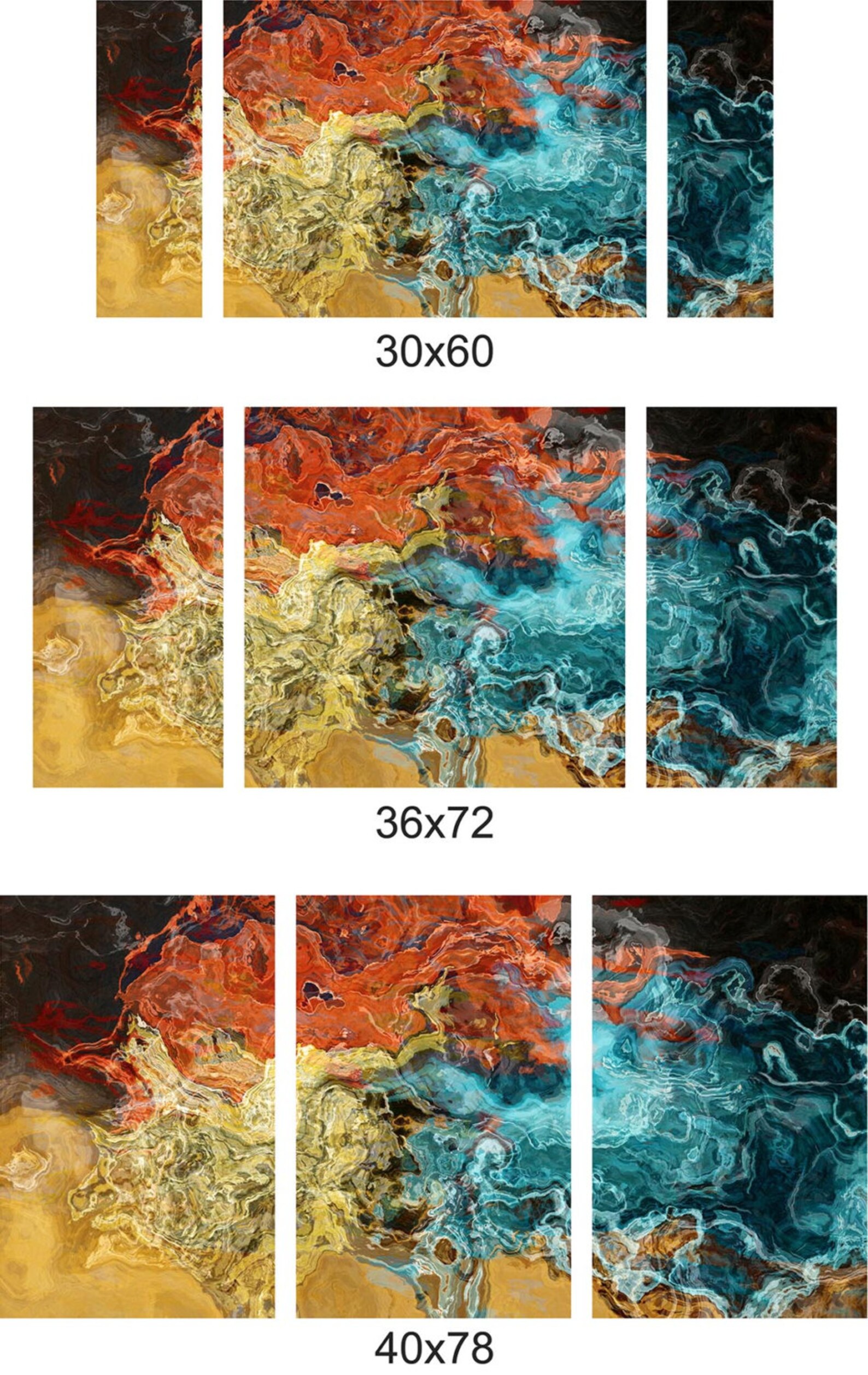 Abstract Wall Art Stretched Canvas Print 30x60 to 40x78 Etsy