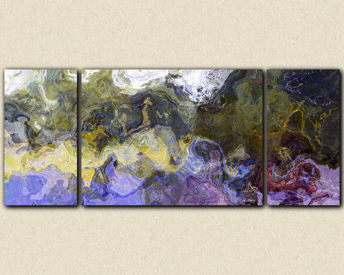 Large triptych abstract art canvas print 30x72 to 40x90 Etsy