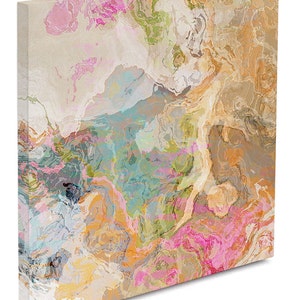 Large abstract expressionism stretched canvas print, 30x30 to 36x36 in pastels, from abstract painting Dreamgirl image 2