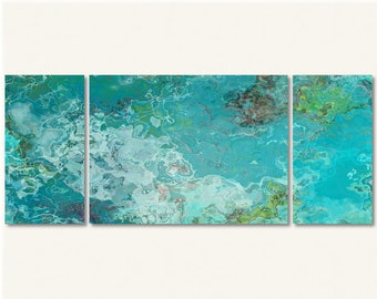 Abstract Expressionism Canvas Print, 30x72 to 40x90 Large Triptych, Abstract Painting Giclee, Modern Wall Art, from Original Soft Concept