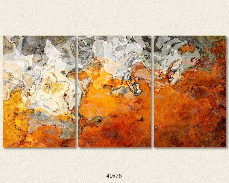 Large Triptych Abstract Art Canvas Print 30x60 to 40x78 in Etsy