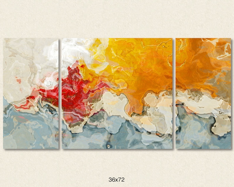 Large Abstract Wall Art Triptych Canvas Print 30x60 to 40x78 Etsy