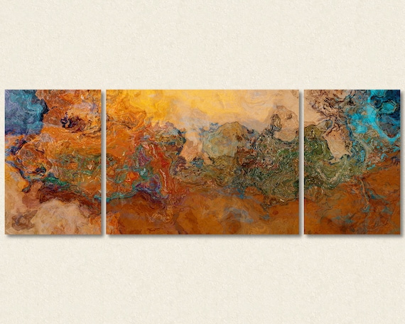 Large Abstract Triptych Canvas Print: 30x80 to 34x90, Contemporary