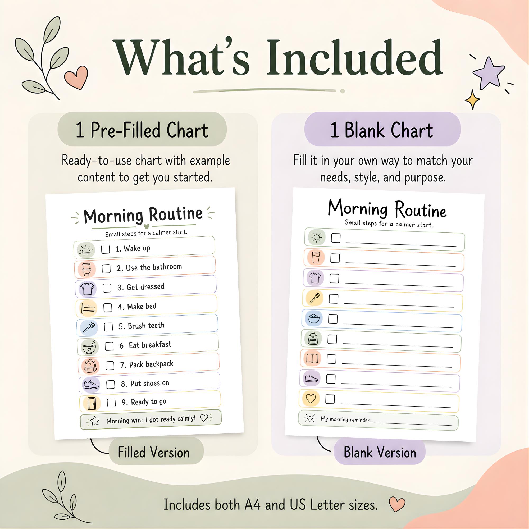 Printable Routine Responsiblity Chat Morning Routine Chart for Kids, Printable Daily Checklist, School Day ...
