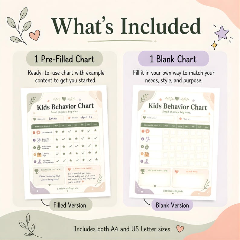 Kids Behavior Chart Printable, Positive Behavior Tracker, Reward Chart ...