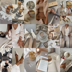 Plus de 300 kits de collage photo esthétique Vanilla Girl, beige, kit de collage mural, lumière neutre, photos sans visage esthétiques Clean Girl IG DFY