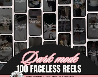 100 Dark Mode Faceless Reels: MRR PLR Rights (Digital Download)