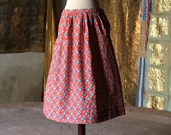 Simple Graphic Print Cotton 1950s Spanish Skirt. Size S