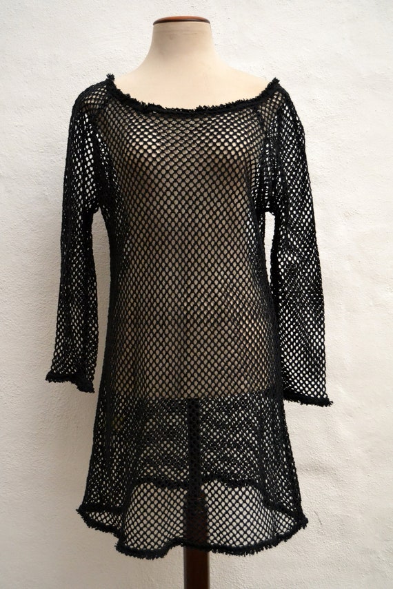 1980's Vintage MESH CROCHET DRESS