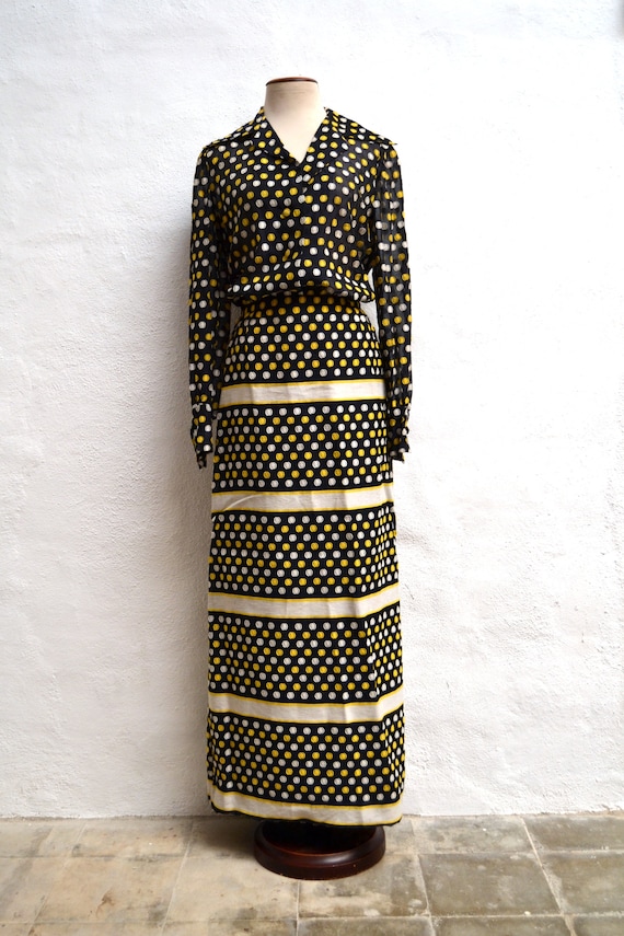 Wonderful Vintage 1960's Matching Polka Dot CHIFFO