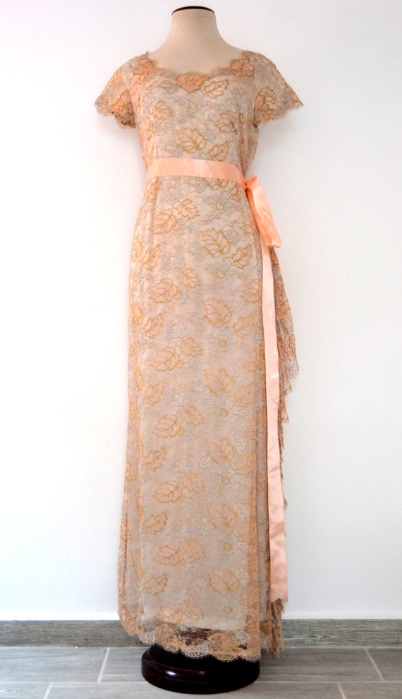 peach and silver dress