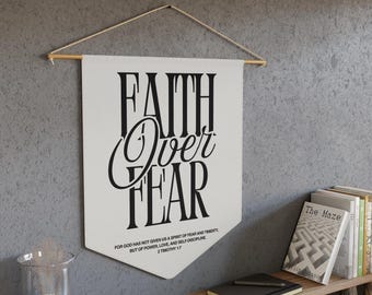 Faith Over Fear Wall Banner: Christian Scripture Home Decor