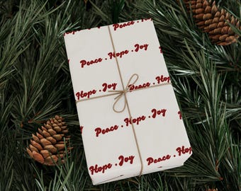 Papel de regalo cristiano "Paz, Esperanza y Alegría" - Papel de regalo navideño minimalista
