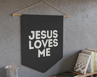 Jezus houdt van mij kinderkamerbanner, christelijk babycadeau