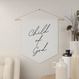 Child of God Canvas Banner, Minimalist Christian Nursery Wall Decor, Faith Based Kids Room Sign, Scripture-Inspired Baby Gift