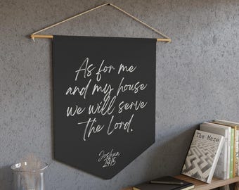 Bandera de pared con el versículo de Josué 24:15, decoración cristiana para el hogar