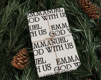 Papel de regalo cristiano, Emmanuel Dios con nosotros, papel de regalo navideño moderno