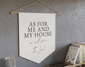 Banderín bíblico de Josué 24:15, pancarta decorativa de pared cristiana de estilo rústico
