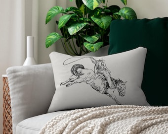 YEEHAW Cowboy Lumbar Pillow: Western Rodeo Home Decor