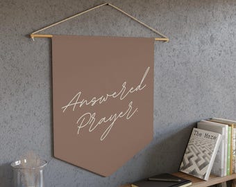 Banner de pared con oración respondida, decoración cristiana para habitación infantil.