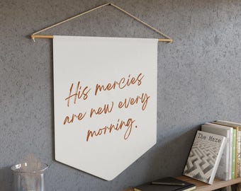 Klaagliederen 3:23 Christelijk spandoek, huisdecoratie geloof, schriftteken