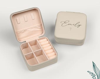 Estuche de viaje para joyas personalizado, cruz con nombre personalizado, regalo cristiano