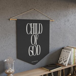 Child of God Wall Banner, Galatians 3:26 Christian Kids Room Decor, Minimal Canvas Scripture Sign, Faith Nursery Flag