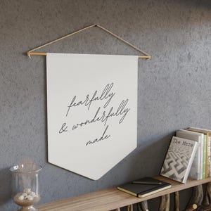 Fearfully and Wonderfully Made Banner, Psalm 139:14 Christian Nursery Sign, Minimalist Baby Room Scripture Decor, Faith-Based Wall Hanging